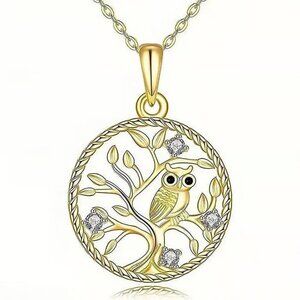 Round Gold OWL Pendant Necklace